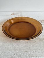 Top view of amber glass pie dish