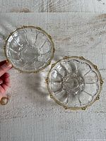 Top view of both glass pieces showing beaded rims and size comparison