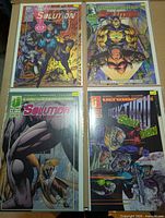 All four Solution comics bagged and boarded, covers visible