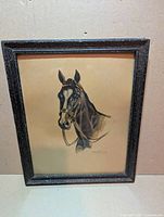 Full view of framed horse lithograph by Koekkoek