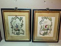 Both framed Pillement lithograph prints side by side showing frames and mats