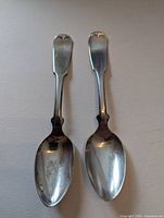 Front view of two silver-plated spoons