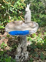 Full view of bird bath in garden setting