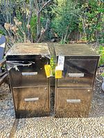 Front view of both filing cabinets outdoors
