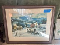 Full view of framed winter landscape print