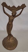 Front view of brass Art Deco female figurine lamp base