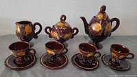 Complete 11-piece drip glaze tea set