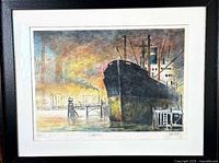 Framed lithograph in mat and frame