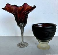 Vase and bowl side by side front view