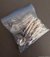 Bagged flatware showing mixed pieces and handle style