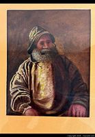 Full view of the watercolor showing the portrait, mat, and color tones