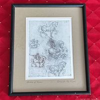 Front view of framed Leonardo da Vinci Studies of Horses print