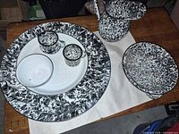 group shot of platter, cups, pitcher, bowl