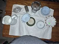 Overhead view of all items on table