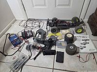 Overview of all items spread on floor