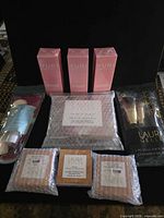 All items grouped: 3 Yuri masks, 2 brush sets, 3 foundation compacts, 1 face basics palette