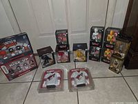 Group shot of all boxed items on tile floor