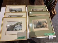 All six framed prints stacked showing frames, mats and imagery