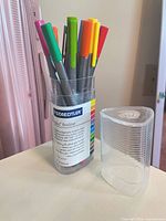 Pens inside clear Staedtler case