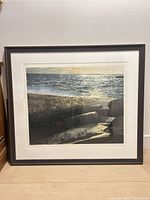 Front view of framed seascape print showing artwork, mat and frame