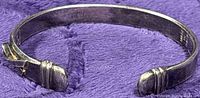 Full view of sterling silver cuff bracelet interior showing .925 stamp