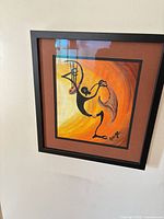 Abstract bird framed print under glass