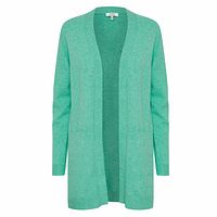 Front view of mint green cardigan on plain background