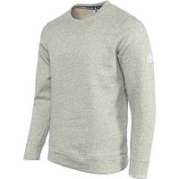 Front angled view of gray Adidas crew neck sweater