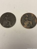 Reverse sides showing seated Britannia and coin dates 1899