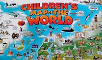 Close-up of title area showing Children’s Map of the World graphics