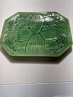 Full view of green majolica plate