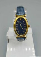 Front view showing entire watch, dial, case and strap