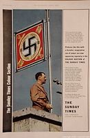 Full view of magazine page showing Adolf Hitler beneath swastika banner with Sunday Times promotional text