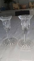 Pair of Waterford crystal candlesticks full view
