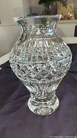 Full view of clear cut crystal vase