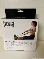 Front of boxed Everlast Pilates resistance tubing