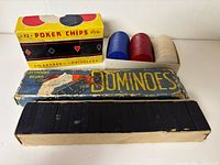 Poker chips box, dominoes box, chips tray