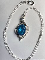 Full view of necklace showing chain, pendant and clasp