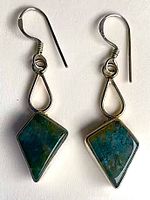 Front view of both earrings showing jasper stones and sterling settings