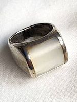 Front view showing mother of pearl inlay and silver band