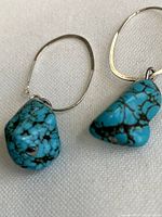 Close-up of both earrings showing dyed howlite stones and sterling silver leverbacks