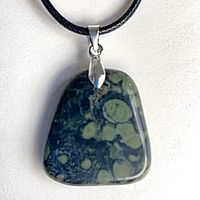 Front view of Kambaba Jasper pendant on cord