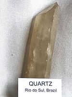 Oblique view of quartz point showing prism faces and termination