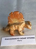 Front view of soapstone stegosaurus