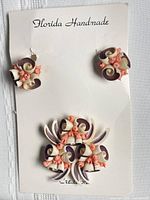 Brooch and earrings on original Florida Handmade card