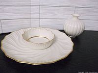Richmond chip and dip platter with dip bowl and Sweetbriar bud vase