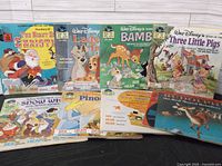 Group shot of seven Disney read-along books with records visible