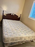 Queen headboard with mattress and box spring