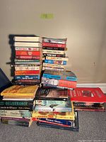 Full view of two main stacks and front row of laid-flat books