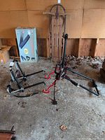 Rack parts and frame on floor